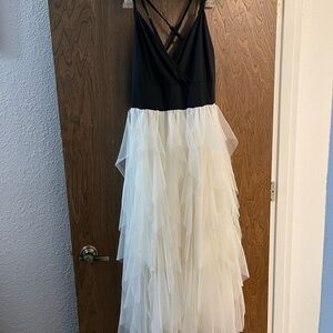 Elegant Black and White Layered Dress